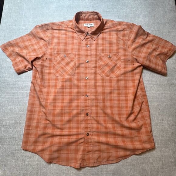 Orvis Other - Orvis Men's Classic Collection ORANGE Plaid Short Sleeve Button Shirt Mens XL